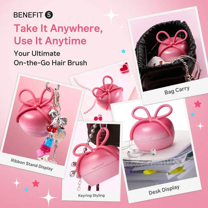 Ribbon Cherry Glass Hair Brush – Gentle Detangling Brush for Curly, Dry & Damaged Hair