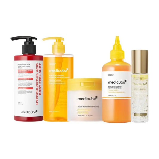 Smooth & Clear Body Care Set | 5-Piece Exfoliating & Brightening Routine | Body Wash, Toner, Toner Pads & Mist