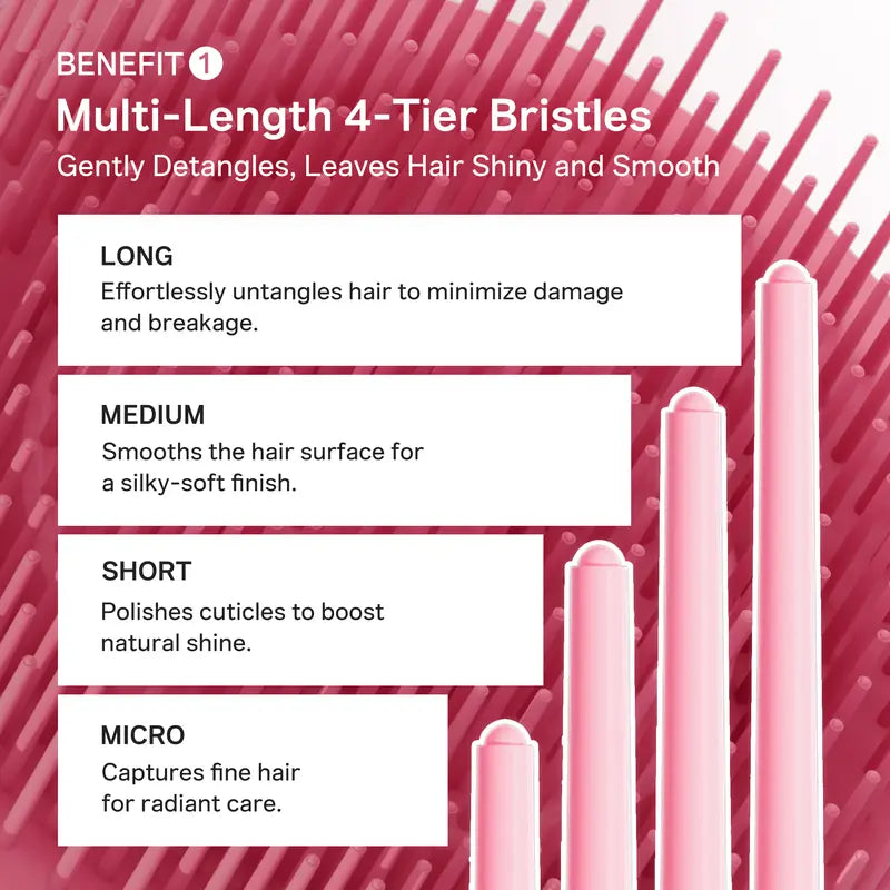 Ribbon Cherry Glass Hair Brush – Gentle Detangling Brush for Curly, Dry & Damaged Hair