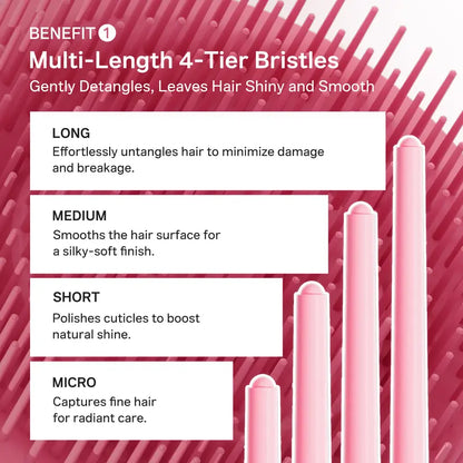 Ribbon Cherry Glass Hair Brush – Gentle Detangling Brush for Curly, Dry & Damaged Hair